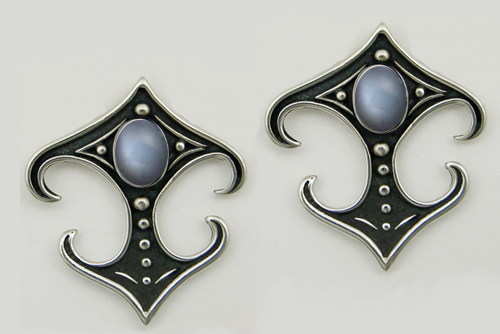 Sterling Silver Grey Moonstone Post Stud Earrings